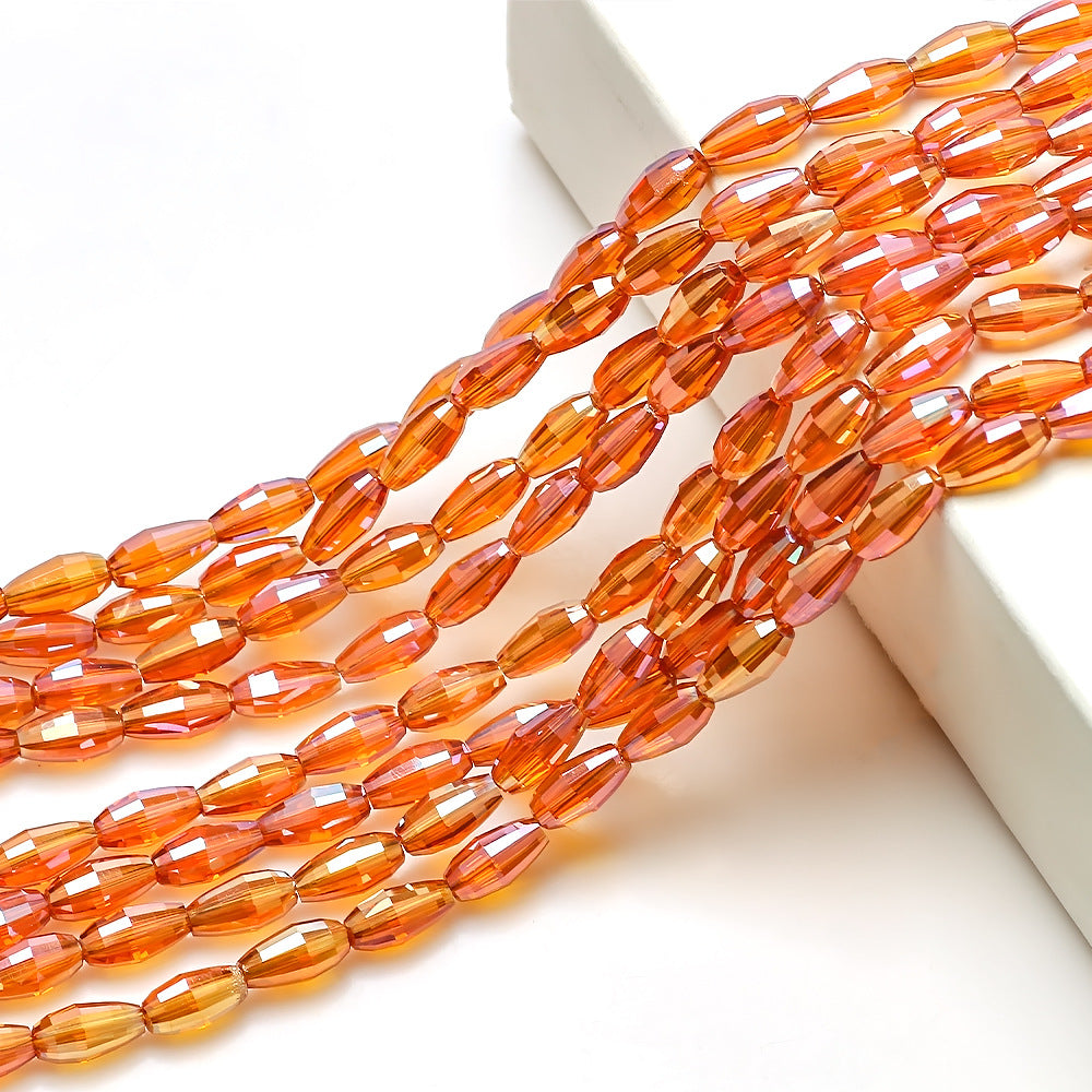 Faceted Oval Glass Beads 6mm 10mm Iridescent Plating Mixed Colors 60pcs 9