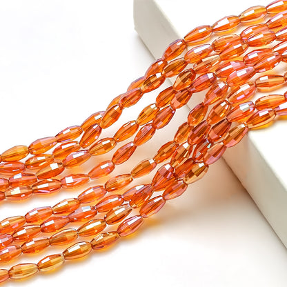 Faceted Oval Glass Beads 6mm 10mm Iridescent Plating Mixed Colors 60pcs 9