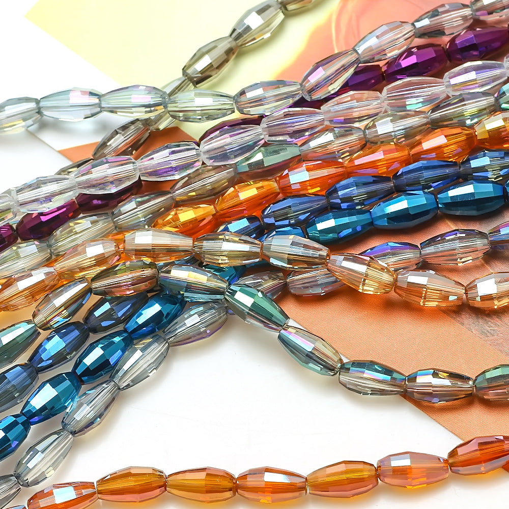 Faceted Oval Glass Beads 6mm 10mm Iridescent Plating Mixed Colors 60pcs 3