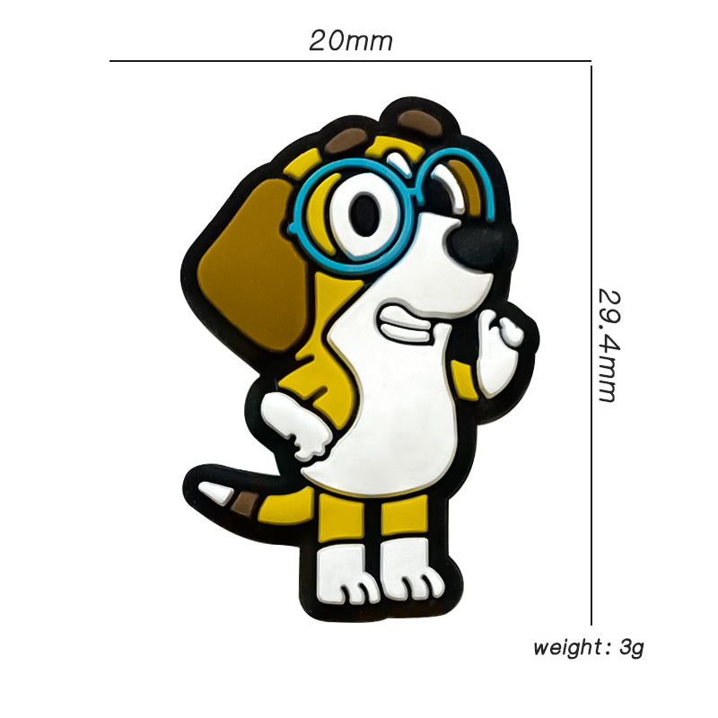 Silicone Focal Beads Puppy Wearing Blue Glasses 20pcs