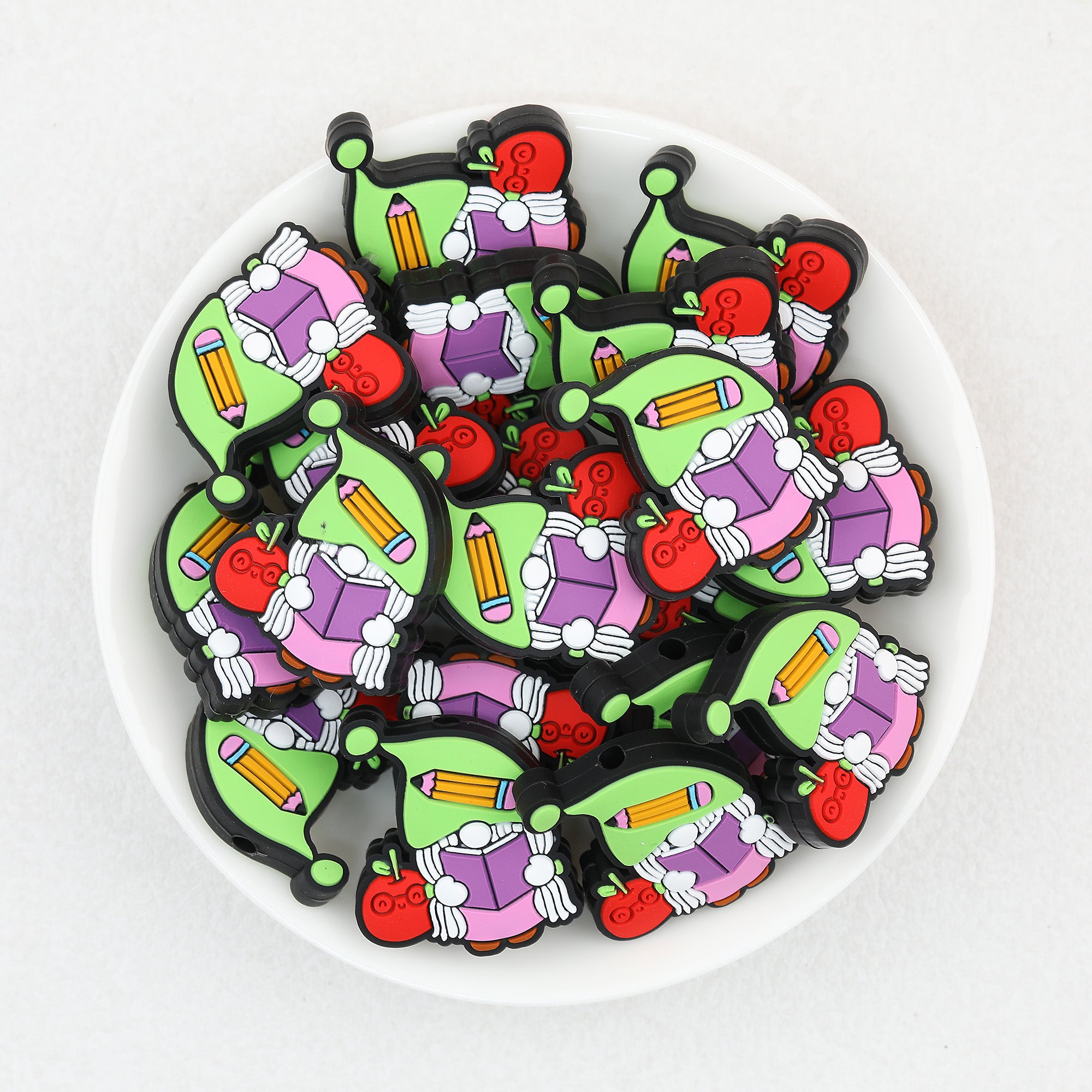 Pencil Reading Dwarf Silicone Focal Beads 20pcs 2
