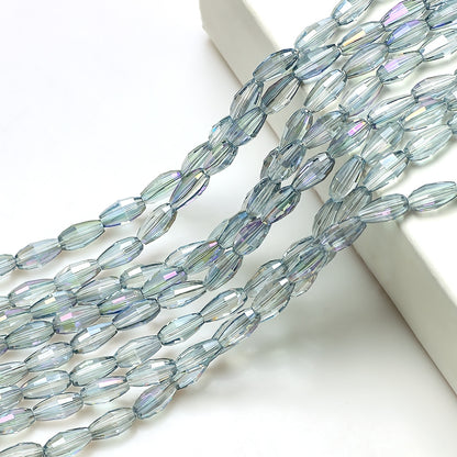 Faceted Oval Glass Beads 6mm 10mm Iridescent Plating Mixed Colors 60pcs 8