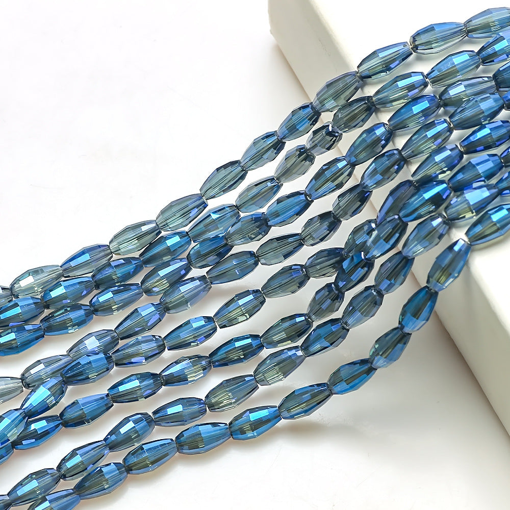 Faceted Oval Glass Beads 6mm 10mm Iridescent Plating Mixed Colors 60pcs 17