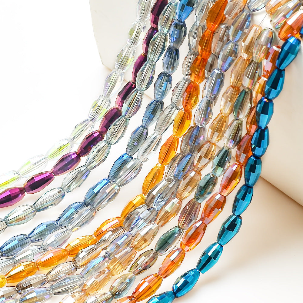 Faceted Oval Glass Beads 6mm 10mm Iridescent Plating Mixed Colors 60pcs