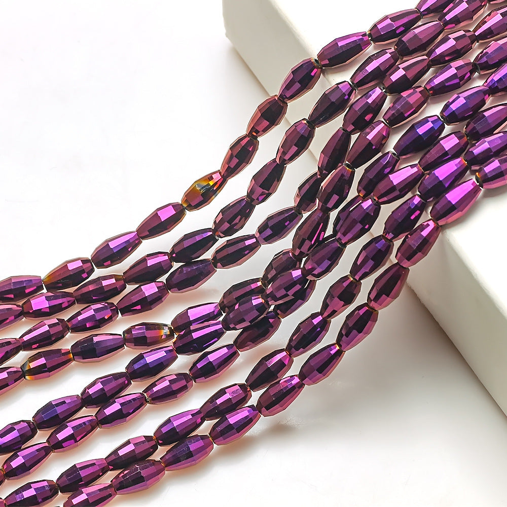 Faceted Oval Glass Beads 6mm 10mm Iridescent Plating Mixed Colors 60pcs 11