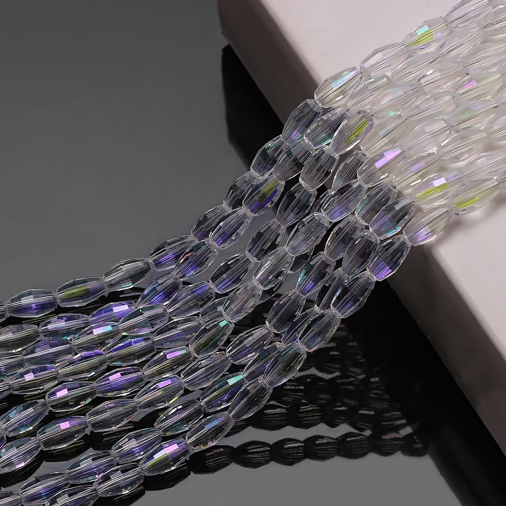 Faceted Oval Glass Beads 6mm 10mm Iridescent Plating Mixed Colors 60pcs 6