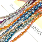 Faceted Oval Glass Beads 6mm 10mm Iridescent Plating Mixed Colors 60pcs 4