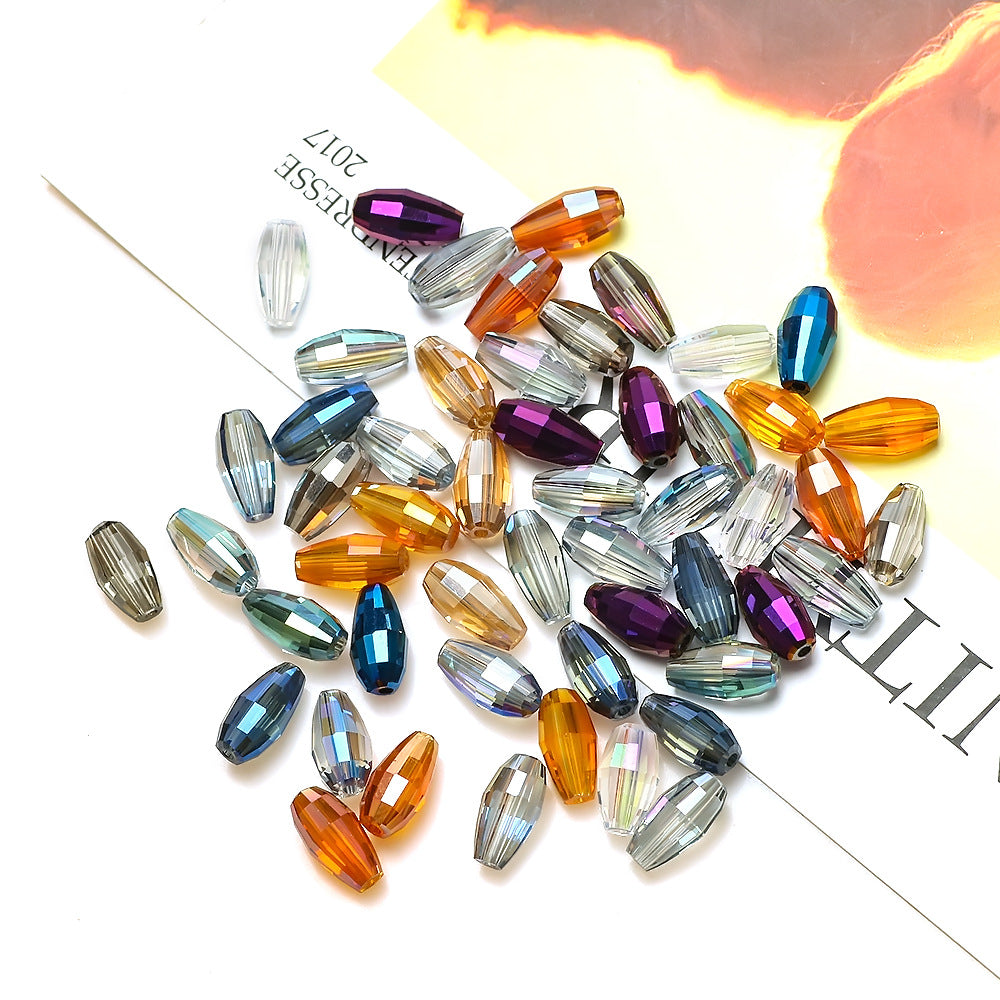 Faceted Oval Glass Beads 6mm 10mm Iridescent Plating Mixed Colors 60pcs 2