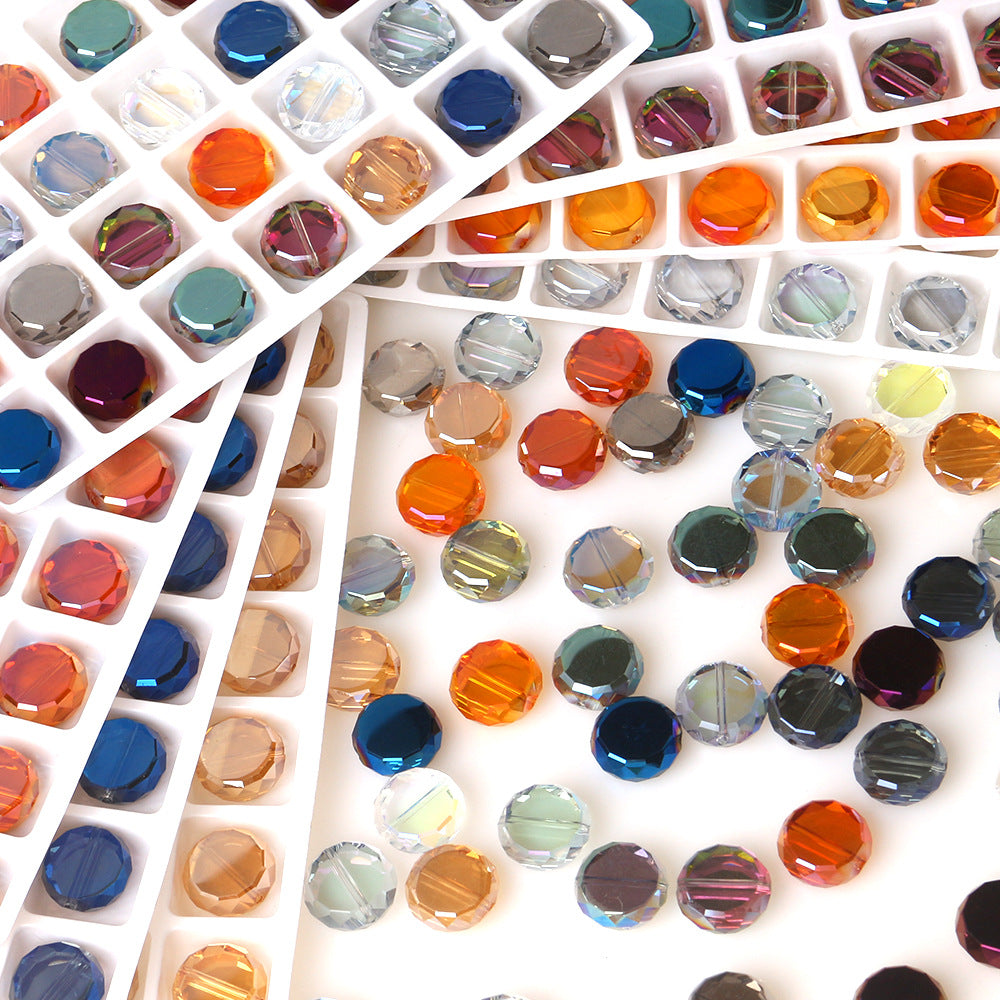 Electroplated Flat Disc Glass Beads 12 14mm Smooth Plating 30pcs 3