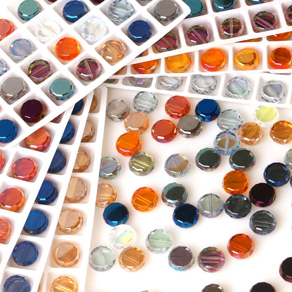Electroplated Flat Disc Glass Beads 12 14mm Smooth Plating 30pcs 3