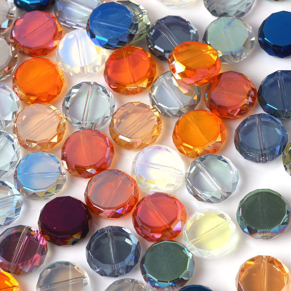 Electroplated Flat Disc Glass Beads 12 14mm Smooth Plating 30pcs 4