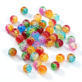 Gradient Round Acrylic Beads 8-10-12mm Dual Color Crackle 100pcs 2