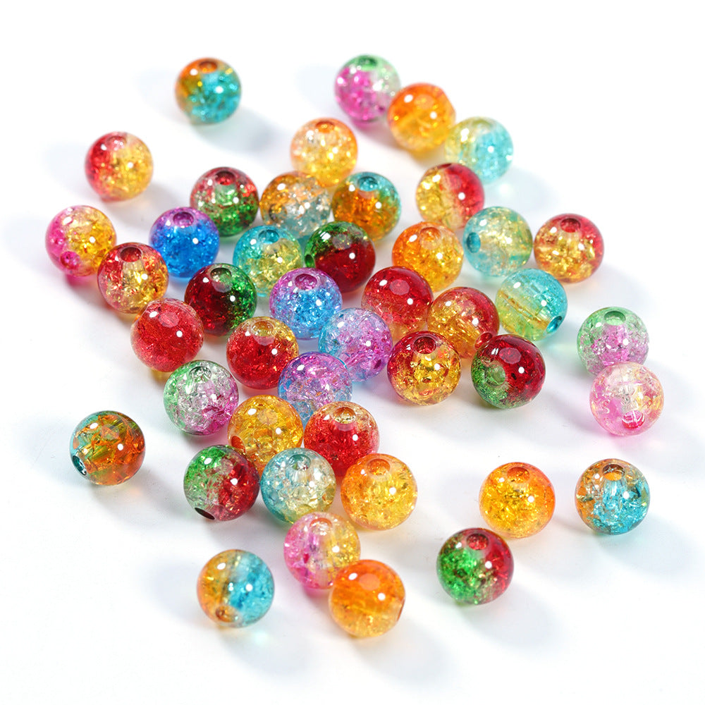 Gradient Round Acrylic Beads 8-10-12mm Dual Color Crackle 100pcs 2