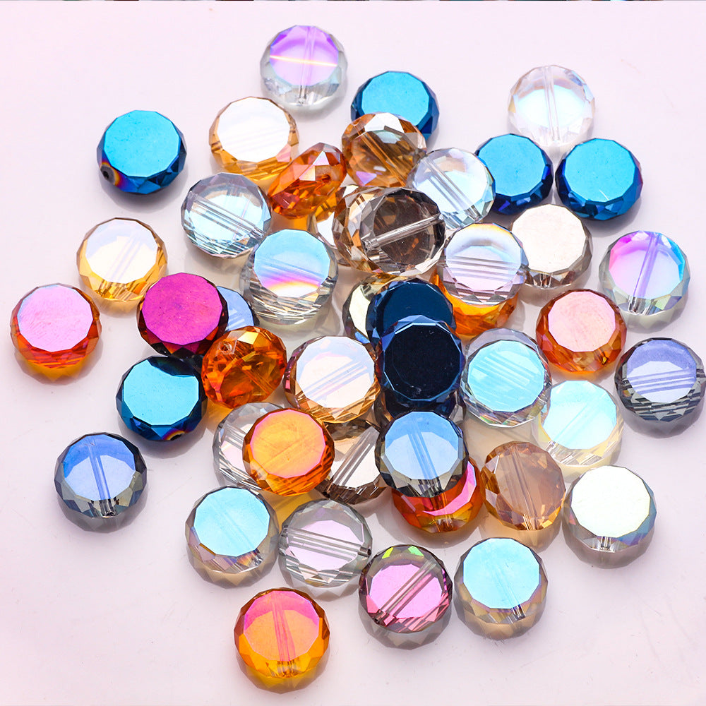 Electroplated Flat Disc Glass Beads 12 14mm Smooth Plating 30pcs 2