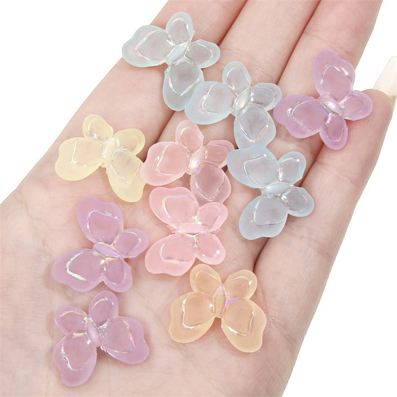 Transparent Frosted Butterfly Acrylic Beads 21x18mm Pastel Colors 20pcs 3