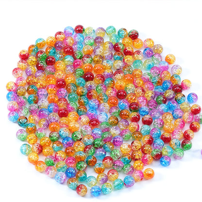 Gradient Round Acrylic Beads 8-10-12mm Dual Color Crackle 100pcs 5