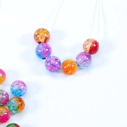 Gradient Round Acrylic Beads 8-10-12mm Dual Color Crackle 100pcs 3