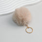 Pom Pom Keychain Plush Violet Faux Fur Ball Gold Ring 8cm