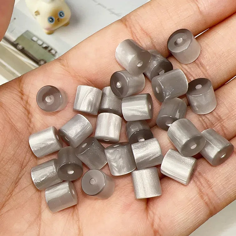Gradient Color Cylindrical Resin Beads 8mm Glitter Effect 10pcs 7