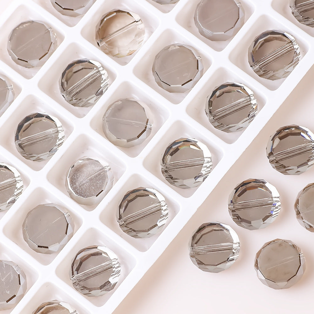 Electroplated Flat Disc Glass Beads 12 14mm Smooth Plating 30pcs 16