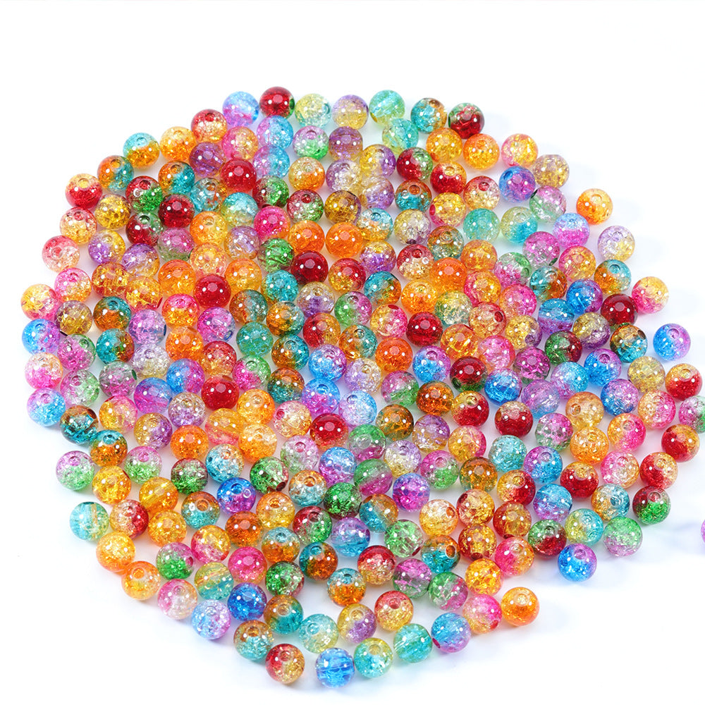 Gradient Round Acrylic Beads 8-10-12mm Dual Color Crackle 100pcs 6