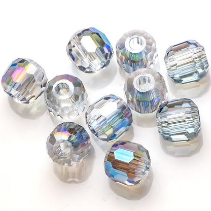 Faceted Glass Beads 14mm Large Hole Electroplated Multicolor 10pcs 3