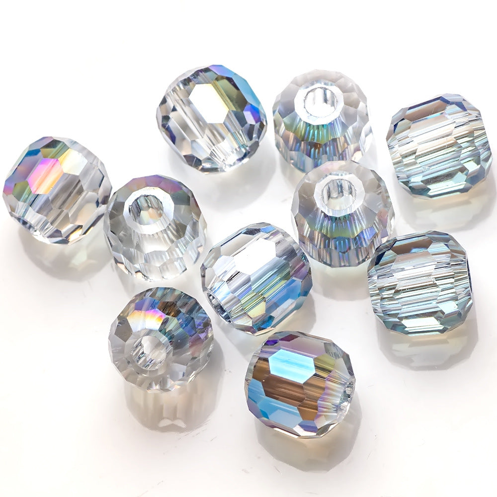 Faceted Glass Beads 14mm Large Hole Electroplated Multicolor 10pcs 3