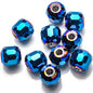 Faceted Glass Beads 14mm Large Hole Electroplated Multicolor 10pcs 10