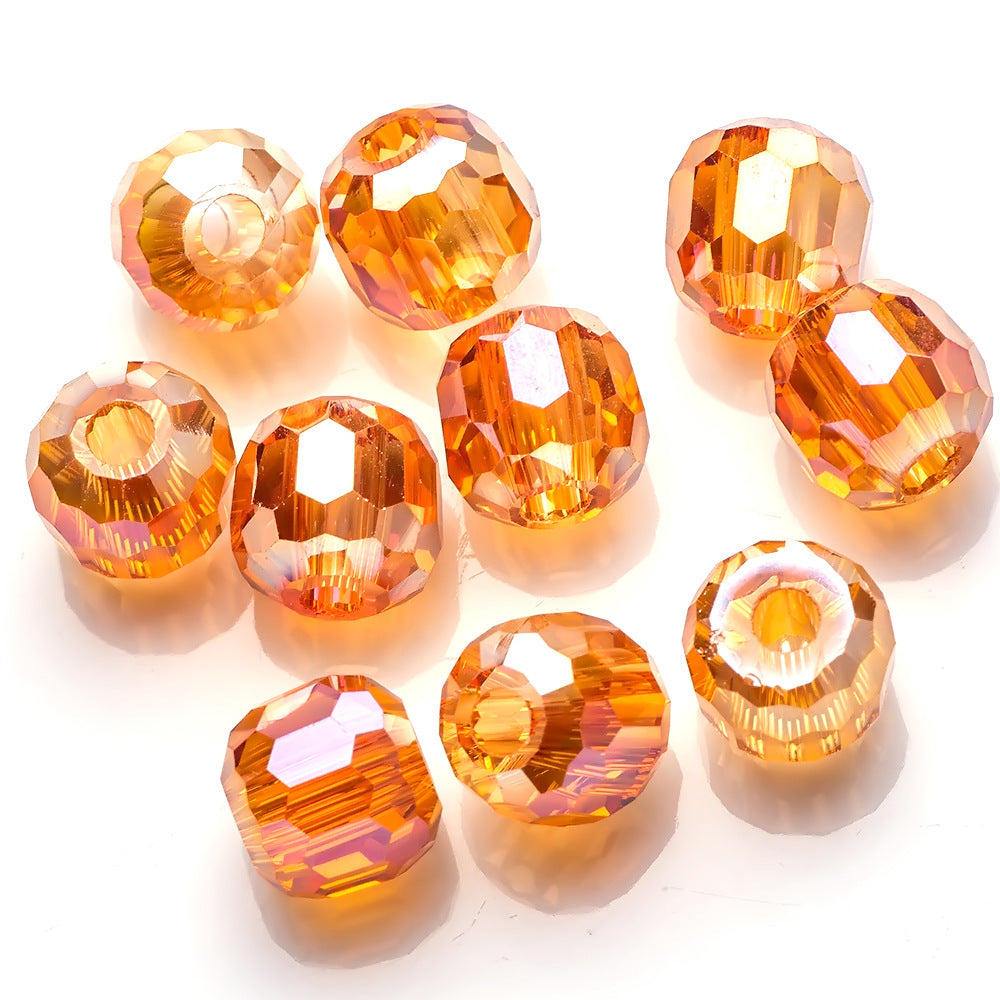 Faceted Glass Beads 14mm Large Hole Electroplated Multicolor 10pcs 12