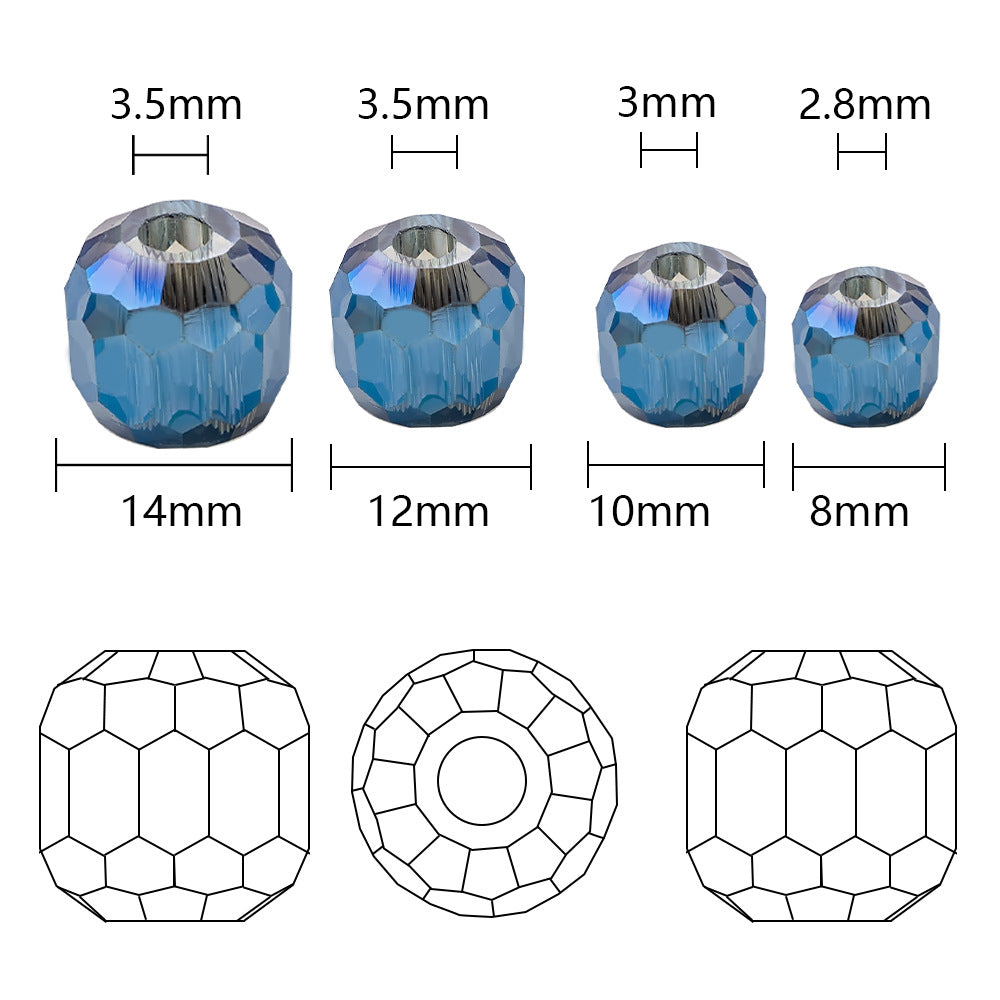 Faceted Glass Beads 14mm Large Hole Electroplated Multicolor 10pcs 2