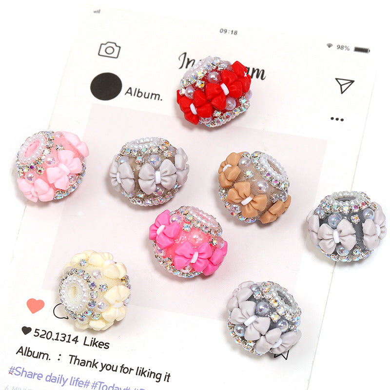 Fancy Bow Wrapped Round Acrylic Beads 23mm 10pcs 5