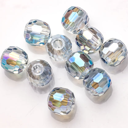 Faceted Glass Beads 14mm Large Hole Electroplated Multicolor 10pcs 5