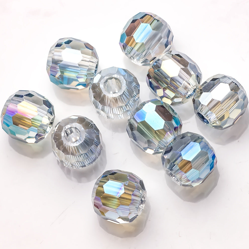 Faceted Glass Beads 14mm Large Hole Electroplated Multicolor 10pcs 5