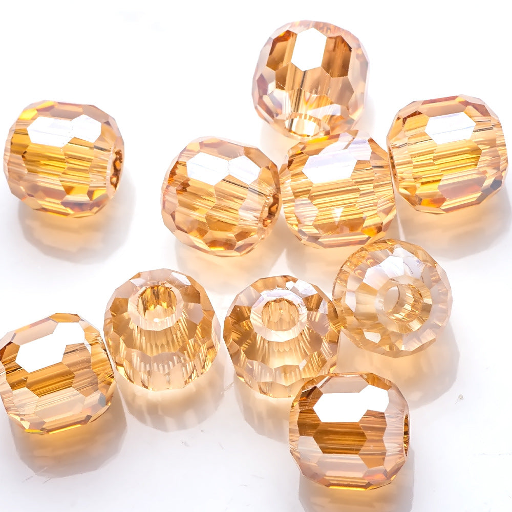 Faceted Glass Beads 14mm Large Hole Electroplated Multicolor 10pcs 7