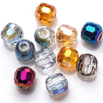 Faceted Glass Beads 14mm Large Hole Electroplated Multicolor 10pcs