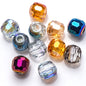 Faceted Glass Beads 14mm Large Hole Electroplated Multicolor 10pcs