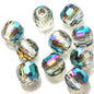 Faceted Glass Beads 14mm Large Hole Electroplated Multicolor 10pcs 8