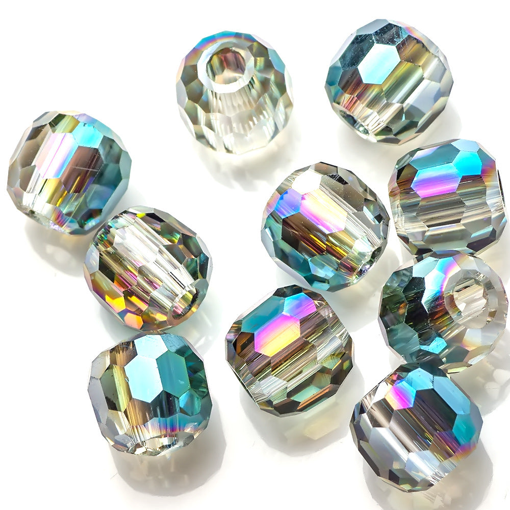 Faceted Glass Beads 14mm Large Hole Electroplated Multicolor 10pcs 8