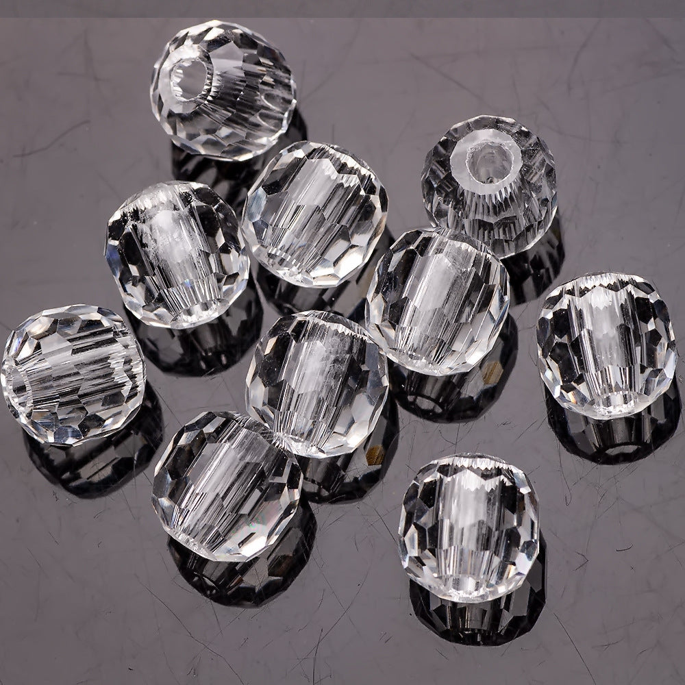 Faceted Glass Beads 14mm Large Hole Electroplated Multicolor 10pcs 6