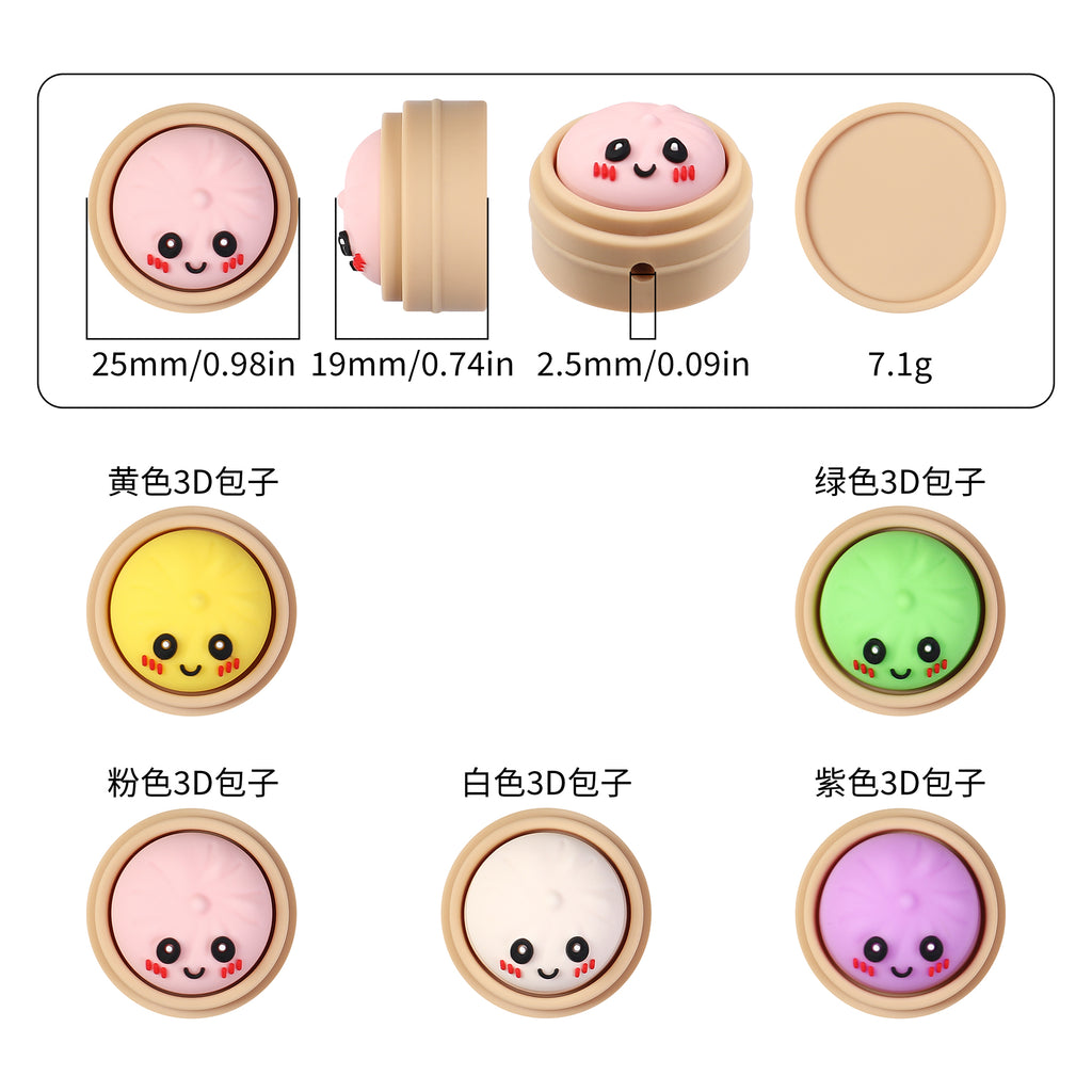 Smiling 3D Dumplings Silicone Focal Beads with Steamer 20pcs 7