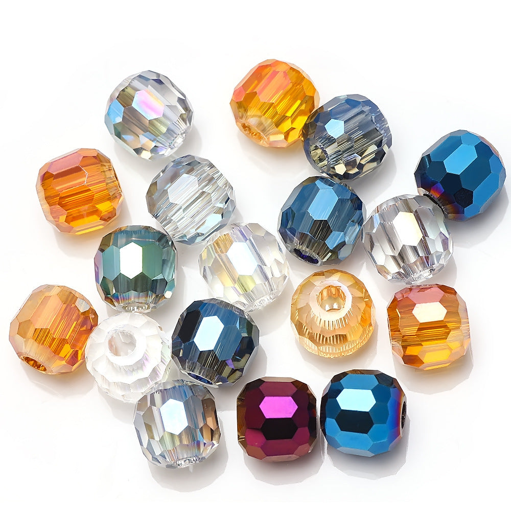 Faceted Glass Beads 8mm Plating Large Hole Mixed Colors 50pcs