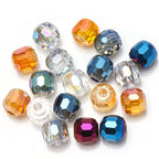 Faceted Glass Beads 8mm Plating Large Hole Mixed Colors 50pcs
