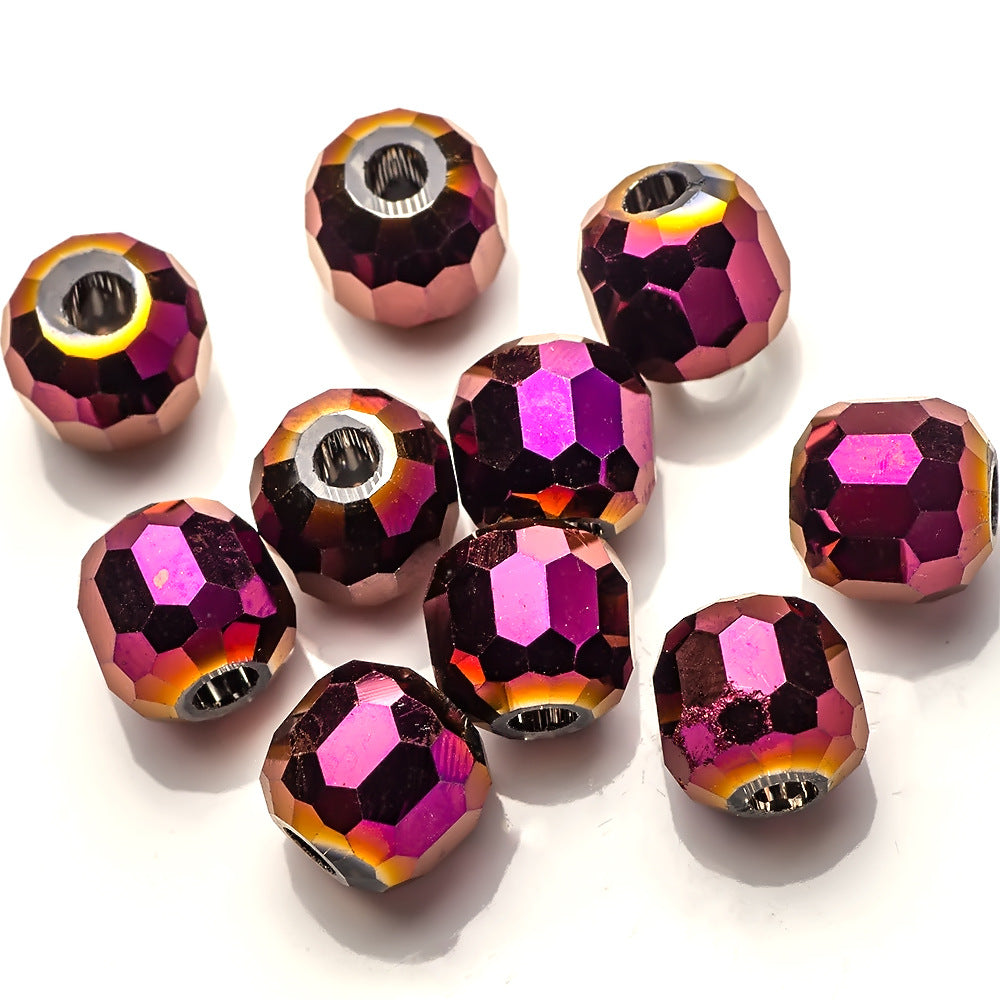Faceted Glass Beads 14mm Large Hole Electroplated Multicolor 10pcs 11
