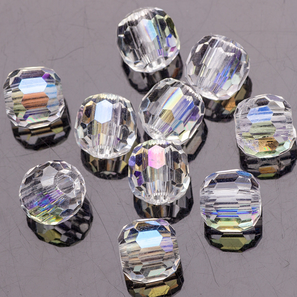 Faceted Glass Beads 14mm Large Hole Electroplated Multicolor 10pcs 15