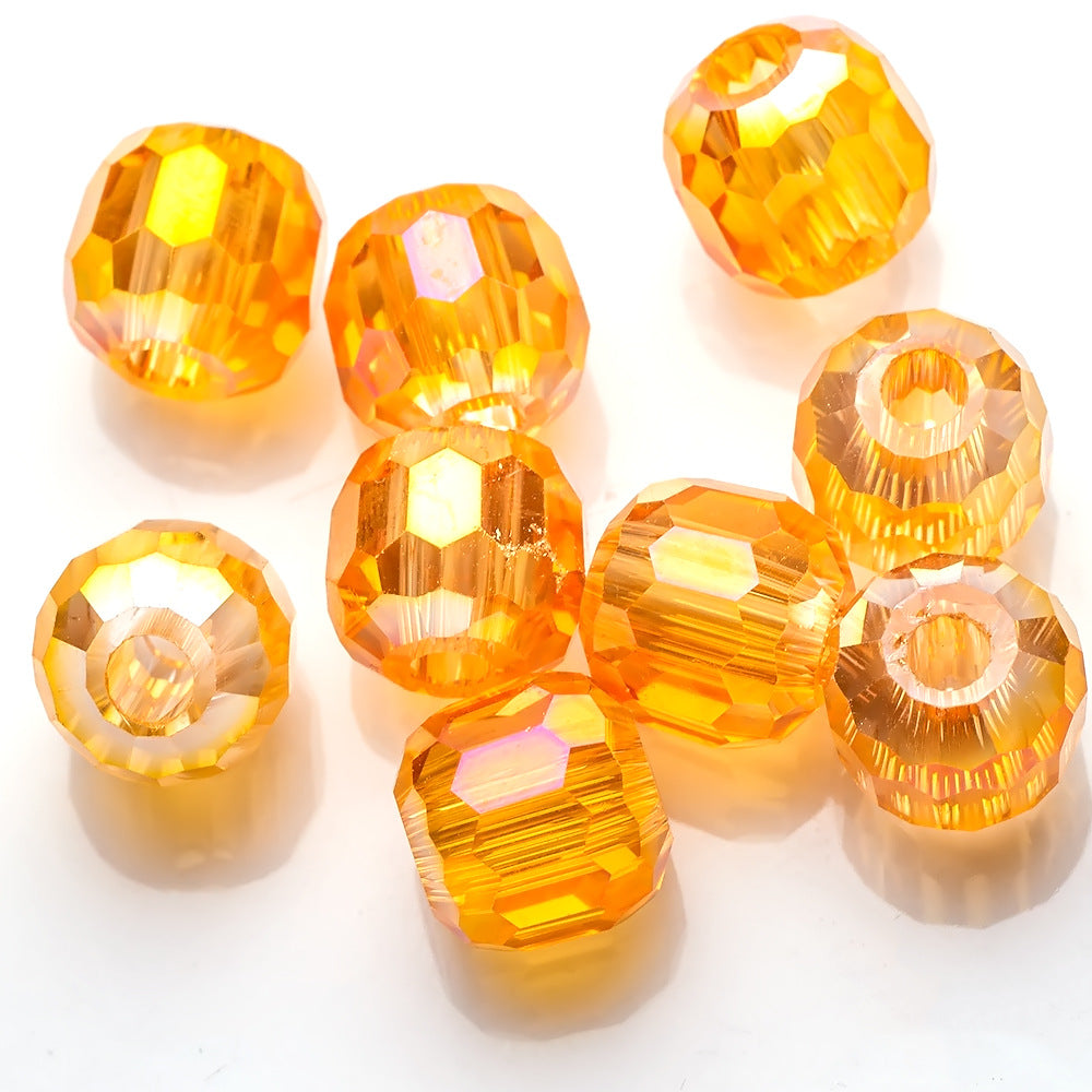Faceted Glass Beads 14mm Large Hole Electroplated Multicolor 10pcs 13
