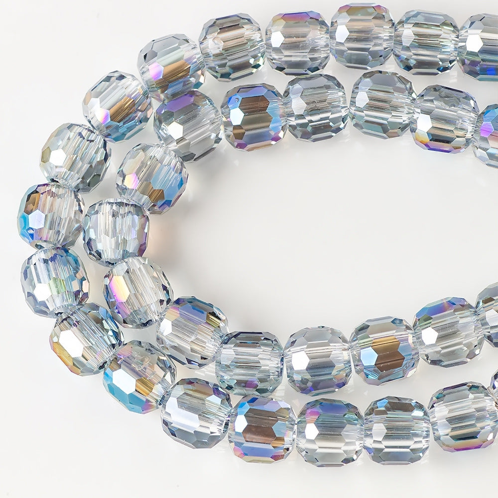 Faceted Glass Beads 8mm Plating Large Hole Mixed Colors 50pcs 16