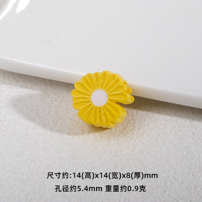 Bright Daisy Acrylic Flower Beads 14mm Round Shape 20pcs 16