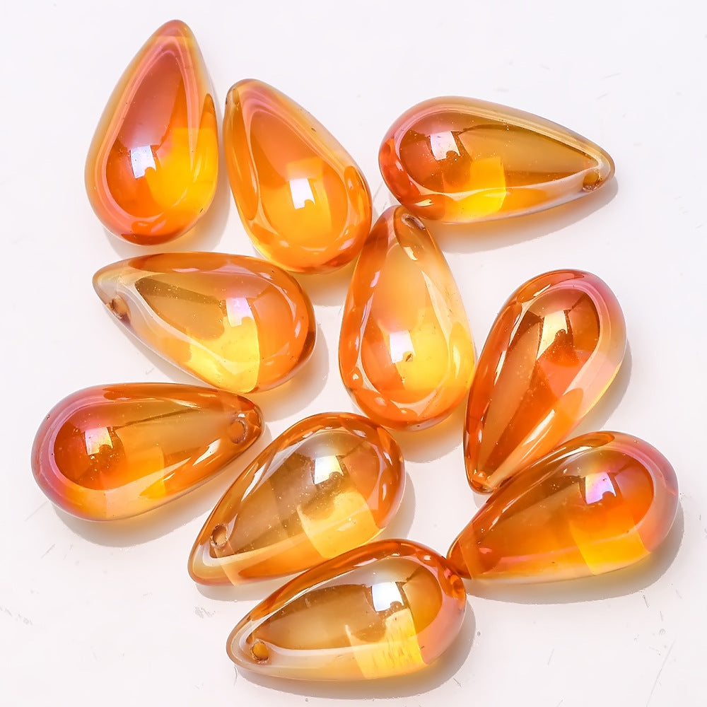 Czech Glass Beads Teardrop 15mm Clear Semi Transparent Mixed Colors 30pcs 11