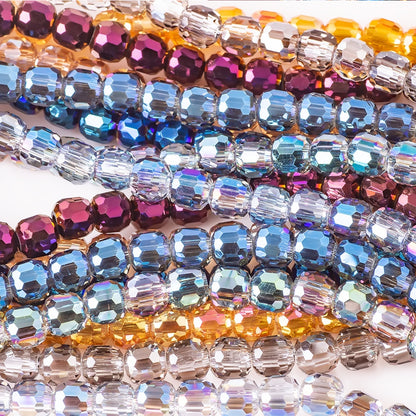 Faceted Glass Beads 8mm Plating Large Hole Mixed Colors 50pcs 3