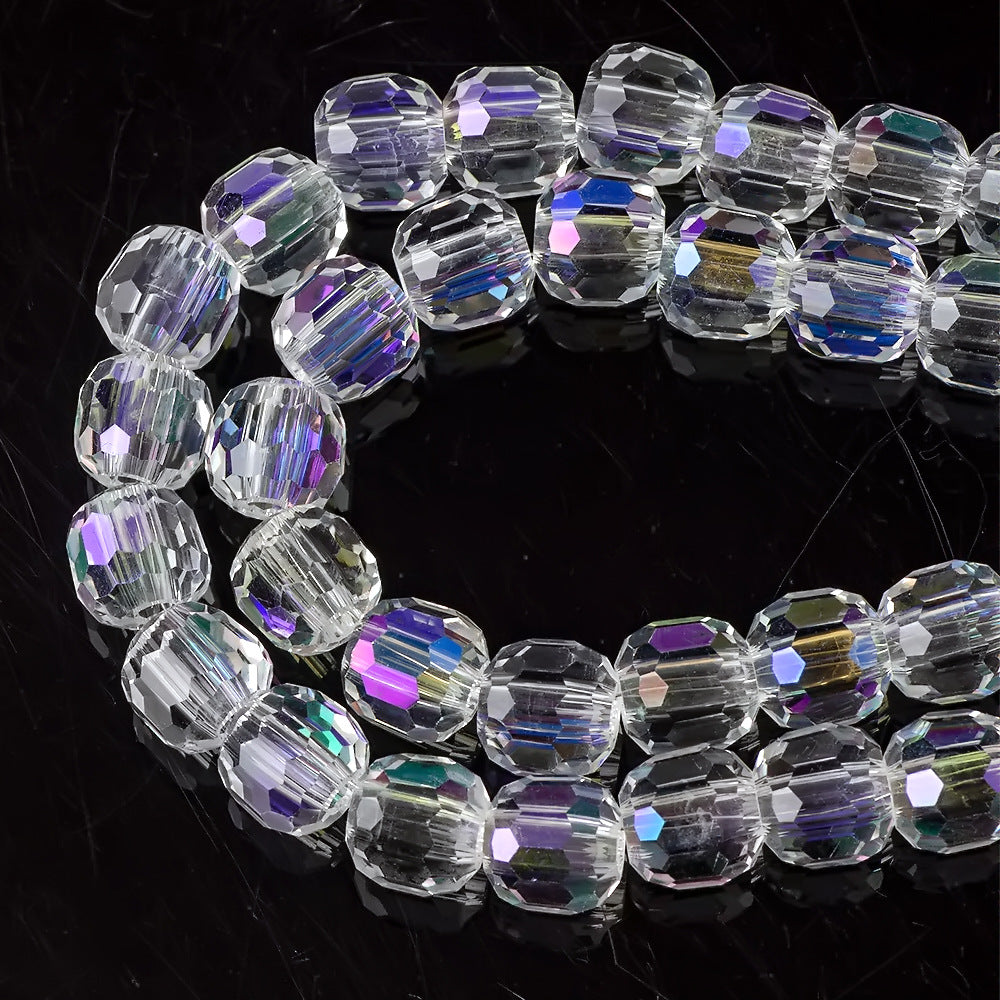 Faceted Glass Beads 8mm Plating Large Hole Mixed Colors 50pcs 7